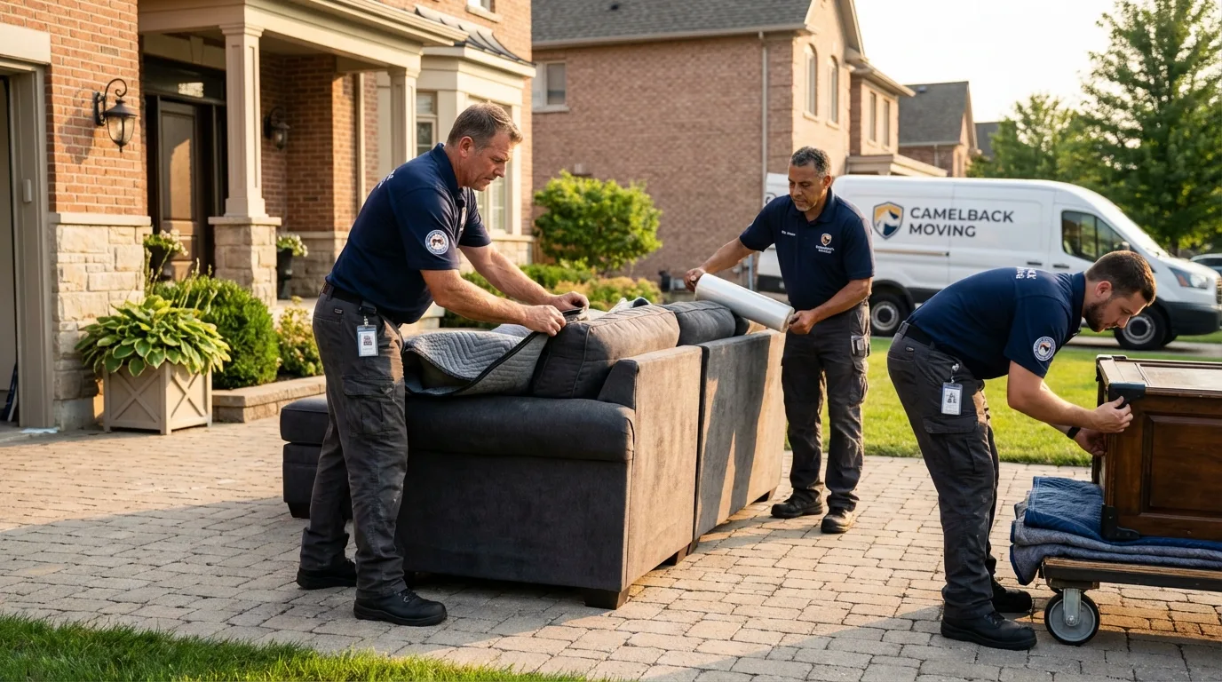 Large estate moving crew wrapping furniture in Altamont, IL